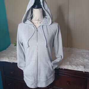 Champion Elite Full Zip Hooded Sweatshirt Womens White Gray Size S Hoodie